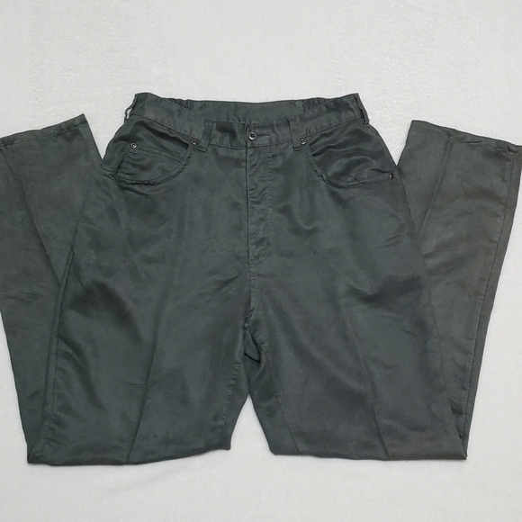 VINTAGE Cabin Creek Olive Green Ultrasuede High Rise Tapered Mom Pants - Picture 4 of 9